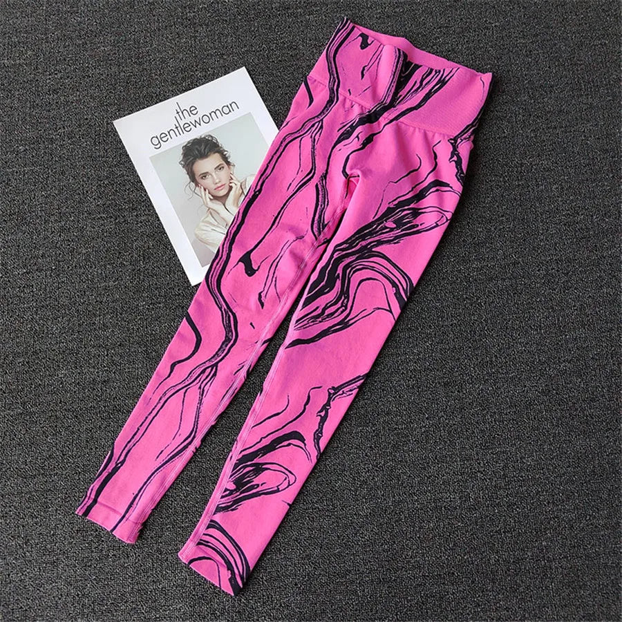 Stripe Women Peach Scrunch Seamless Tummy Control Yoga Pants Gym Tights High Waist Sport Leggings Running Pants