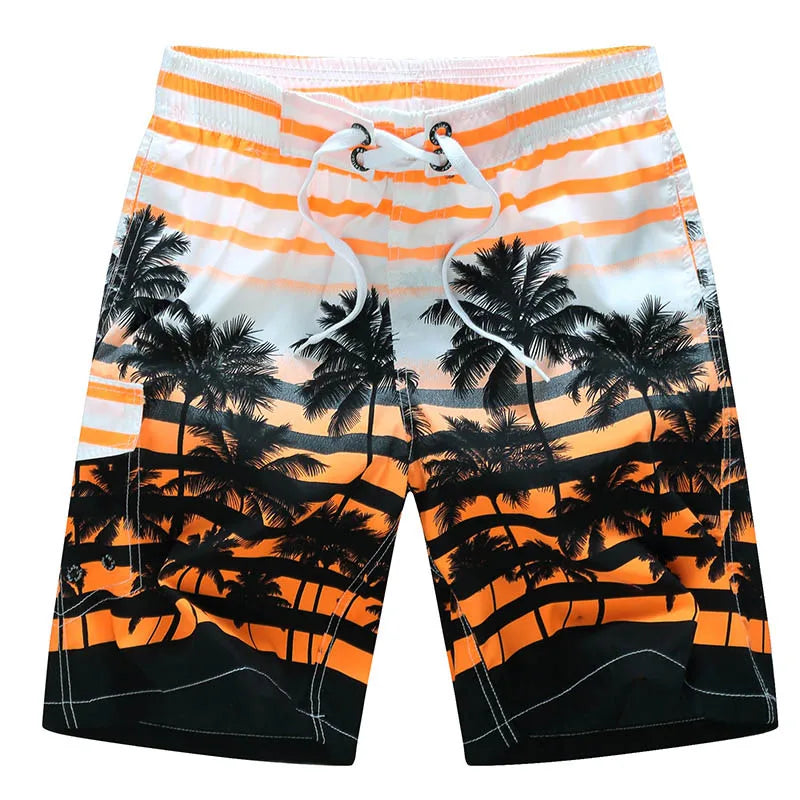 Summer Men Quick-drying Beachwear Plus Size Swimsuit Shorts Male Fashion Casual Loose Hawaii Printing Surf Board Shorts