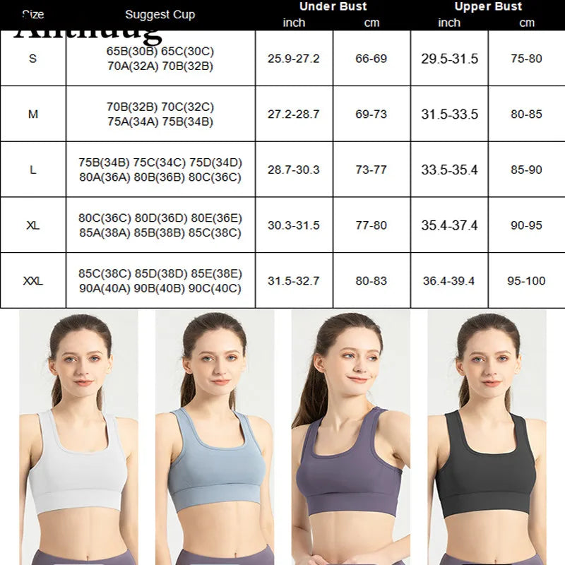 Aiithuug Sports Bra for Women Criss Cross Back Padded Strappy Sports Bras Medium Support Yoga Bra Wire Free Wireless Yoga Tops