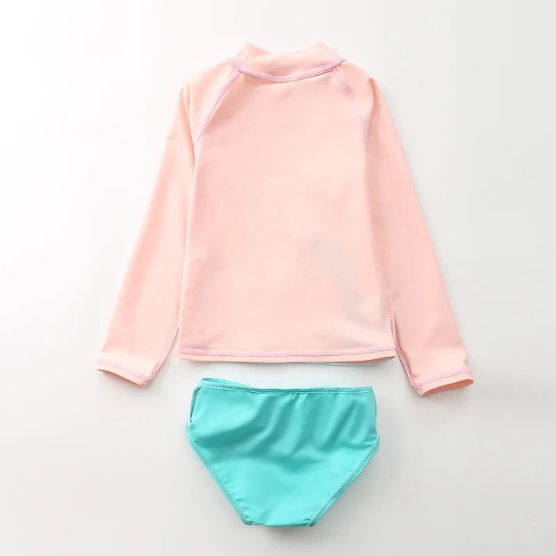 Swimsuit for Girls Unicorn Rash Guards Two Pieces Long Sleeve Children Swimwear Beach Wear Kids Toddler Baby Girl Bathing Suit