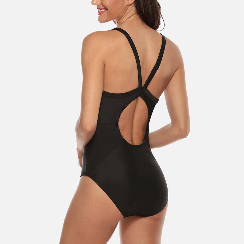 Anfilia Women's One Piece Sports Swimwear Colour Flash Swimsuit