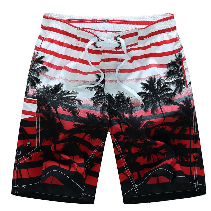 Summer Men Quick-drying Beachwear Plus Size Swimsuit Shorts Male Fashion Casual Loose Hawaii Printing Surf Board Shorts
