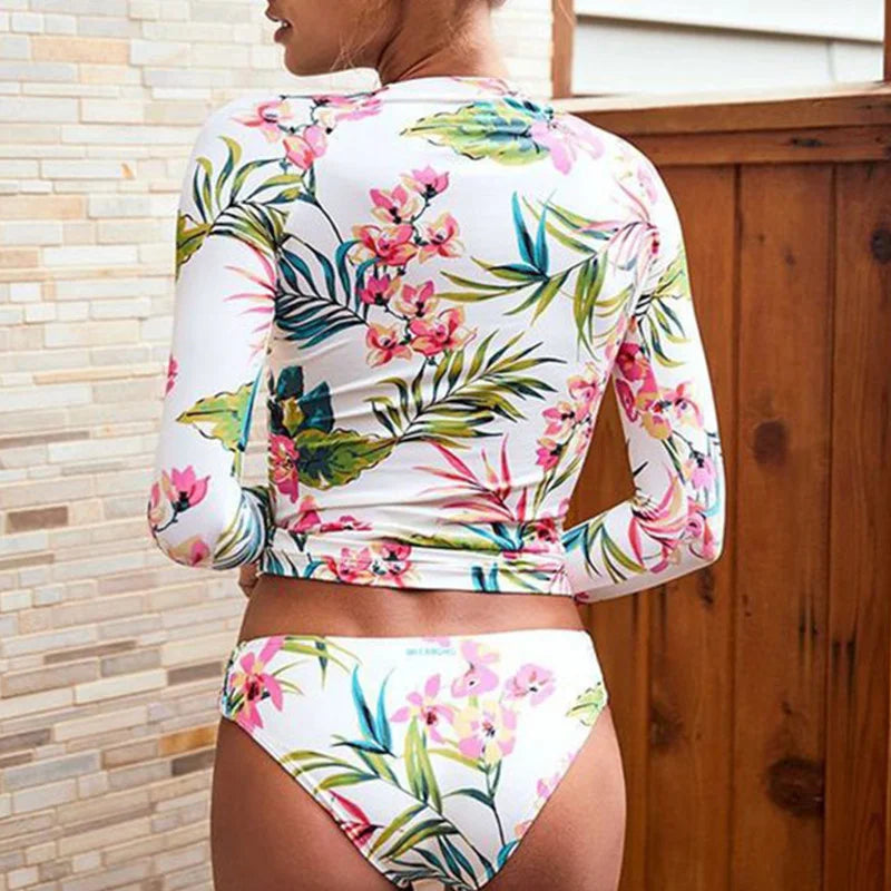Summer Bikinis Long Sleeve Swimwear Female Swimsuit Push Up Bikini Set Beach Girls Swimming Bathing Suit Women Bather