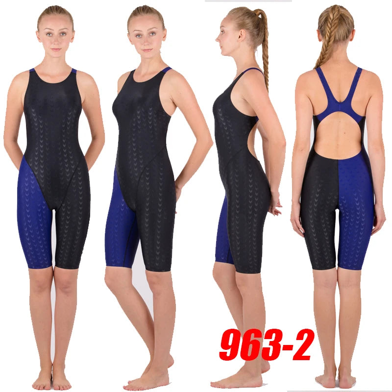 NWT HXBY 963 WOMEN'S GIRL‘S COMPETITION TRAINING RACING PROFESSIONAL KNEESKIN SWIMWEARS SWIMSUITS FISH-SCALE PATTER ALL SIZE
