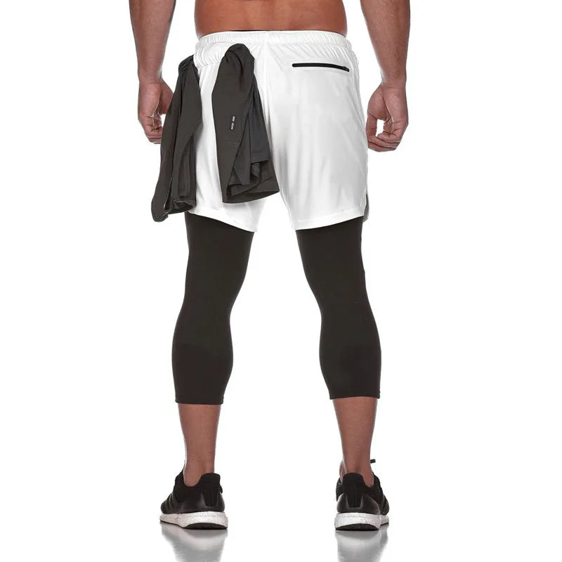 Men’s 2 In 1 Running Pants Jogging Quick Drying Training Sport Pants Double Layer Sweatpants Beach Board Gym Fitness Pant