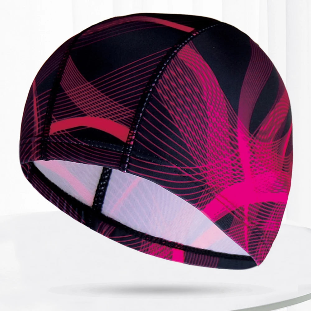 Men Women Fabric Swimming Caps Multi Colors Patterns Printed Swim Pool Water Sports Bathing Hat Elastic Nylon Swim Cap for Adults