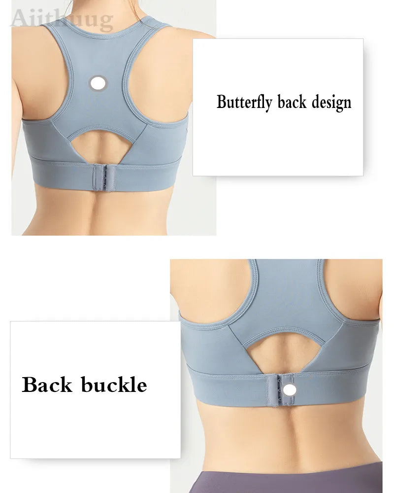 Aiithuug Sports Bra for Women Criss Cross Back Padded Strappy Sports Bras Medium Support Yoga Bra Wire Free Wireless Yoga Tops