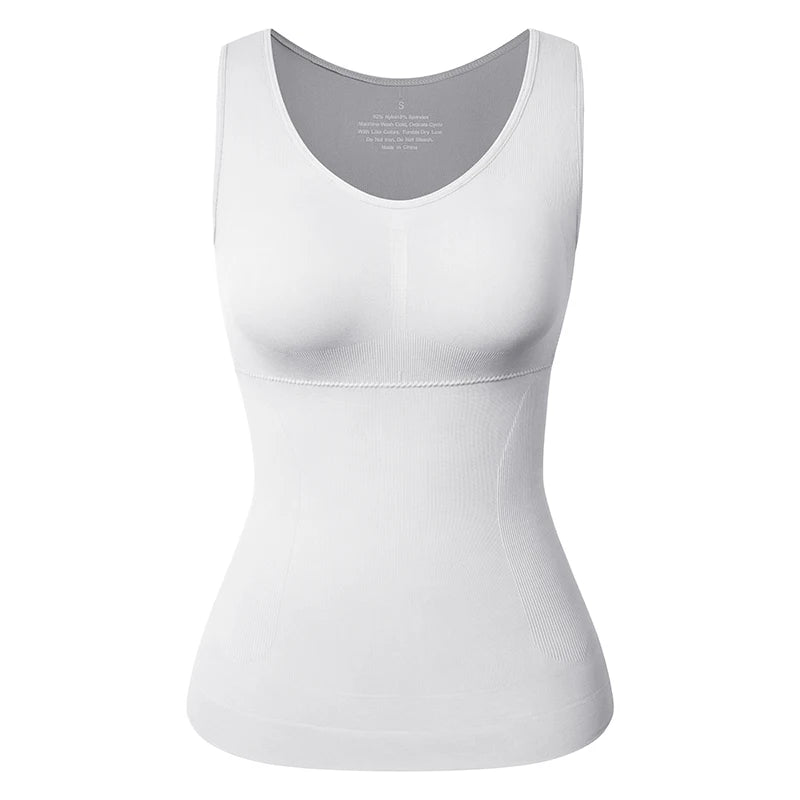 Tank Tops for Women with Built in Bra Shelf Bra Casual Wide Strap Basic Camisole Sleeveless Top Shaper with Removable Bra