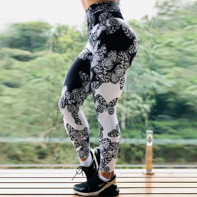 Women Seamless Leggings High Waist Push Up Yoga Pants Fitness Running Pants Gymwear Hip Lifting Print Workout Sports Tights