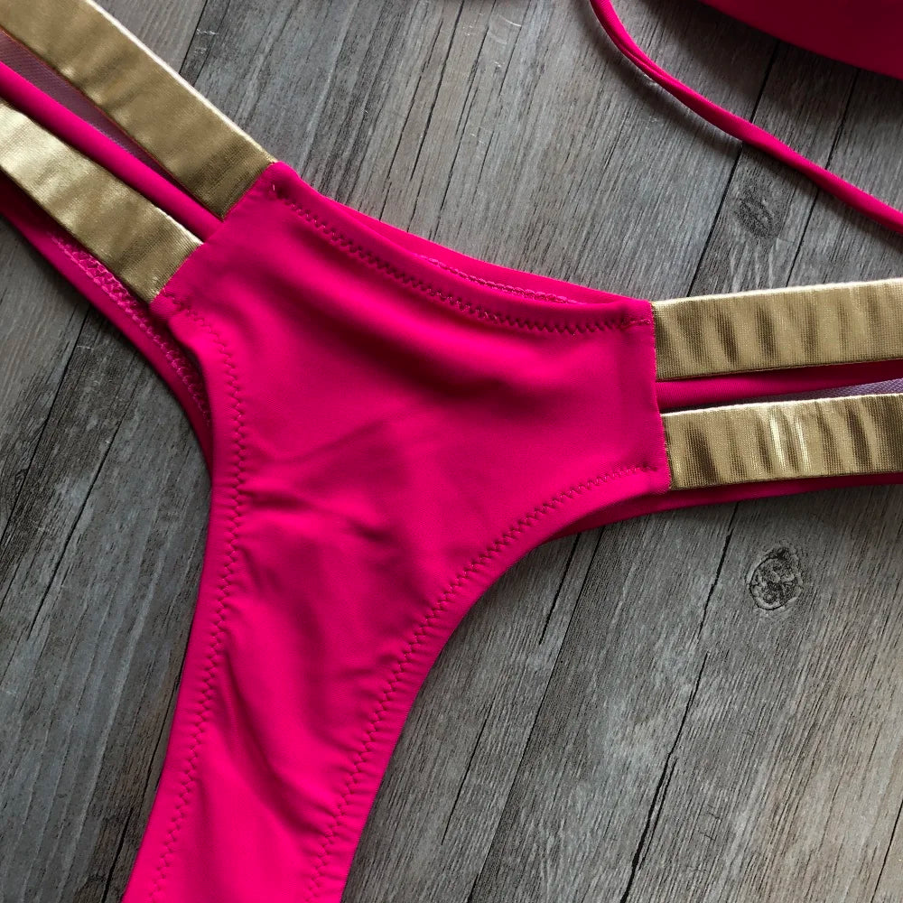 Gold Stamping Women Bikini Set Padded Women Swimsuit Push Up Bikini Swimwear Summer Beachwear Brazil Bathing Suit
