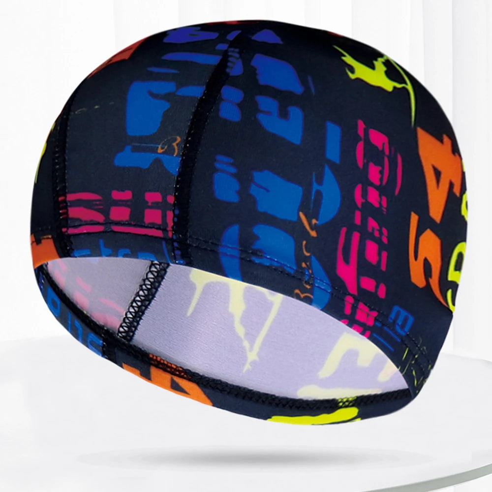 Men Women Fabric Swimming Caps Multi Colors Patterns Printed Swim Pool Water Sports Bathing Hat Elastic Nylon Swim Cap for Adults