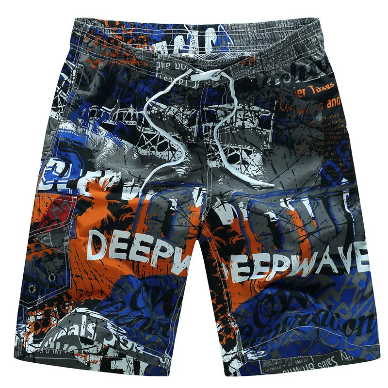 Summer Men Quick-drying Beachwear Plus Size Swimsuit Shorts Male Fashion Casual Loose Hawaii Printing Surf Board Shorts