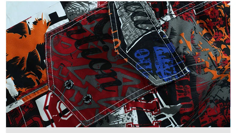 Summer Men Quick-drying Beachwear Plus Size Swimsuit Shorts Male Fashion Casual Loose Hawaii Printing Surf Board Shorts