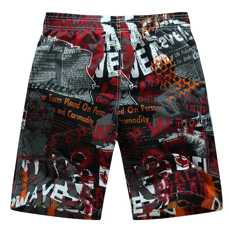 Summer Men Quick-drying Beachwear Plus Size Swimsuit Shorts Male Fashion Casual Loose Hawaii Printing Surf Board Shorts