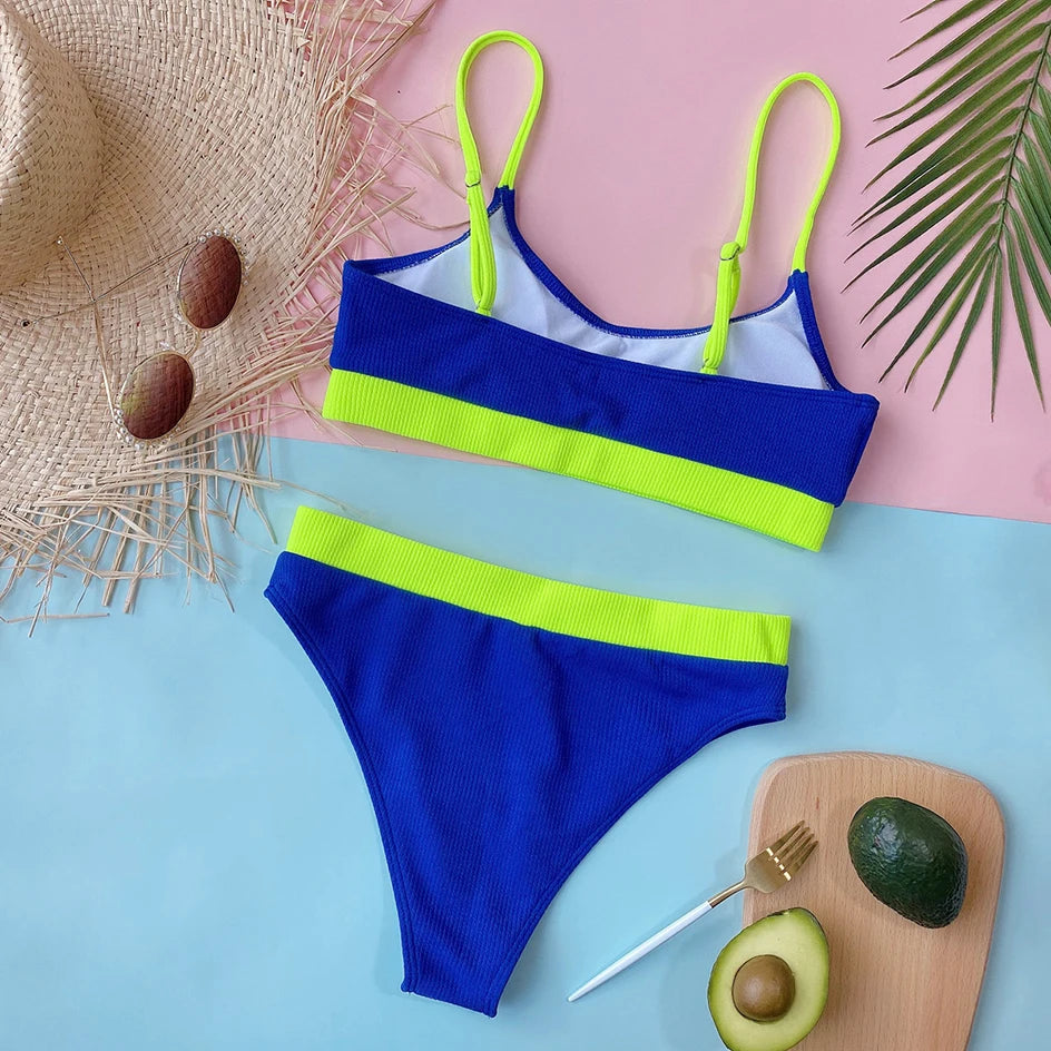 High Waisted Bikini Swimwear Woman Swimsuit Female Ribbed Brazilian Push Up Bikinis Set Bathing Suit Women Beach Wear