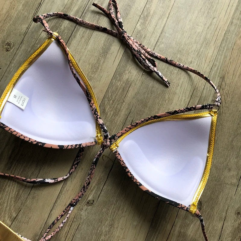 Gold Stamping Women Bikini Set Padded Women Swimsuit Push Up Bikini Swimwear Summer Beachwear Brazil Bathing Suit