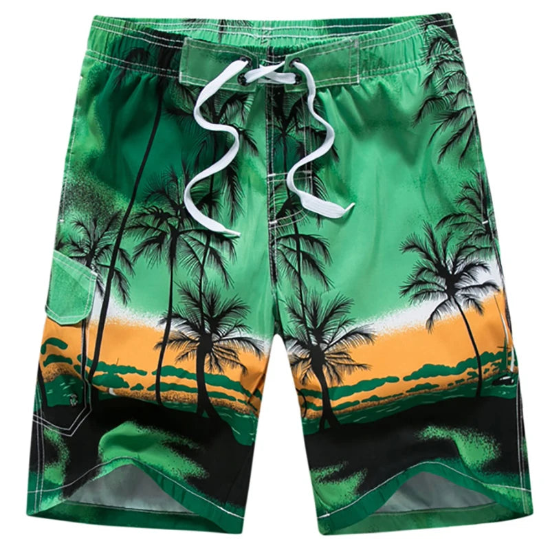 Summer Men Quick-drying Beachwear Plus Size Swimsuit Shorts Male Fashion Casual Loose Hawaii Printing Surf Board Shorts