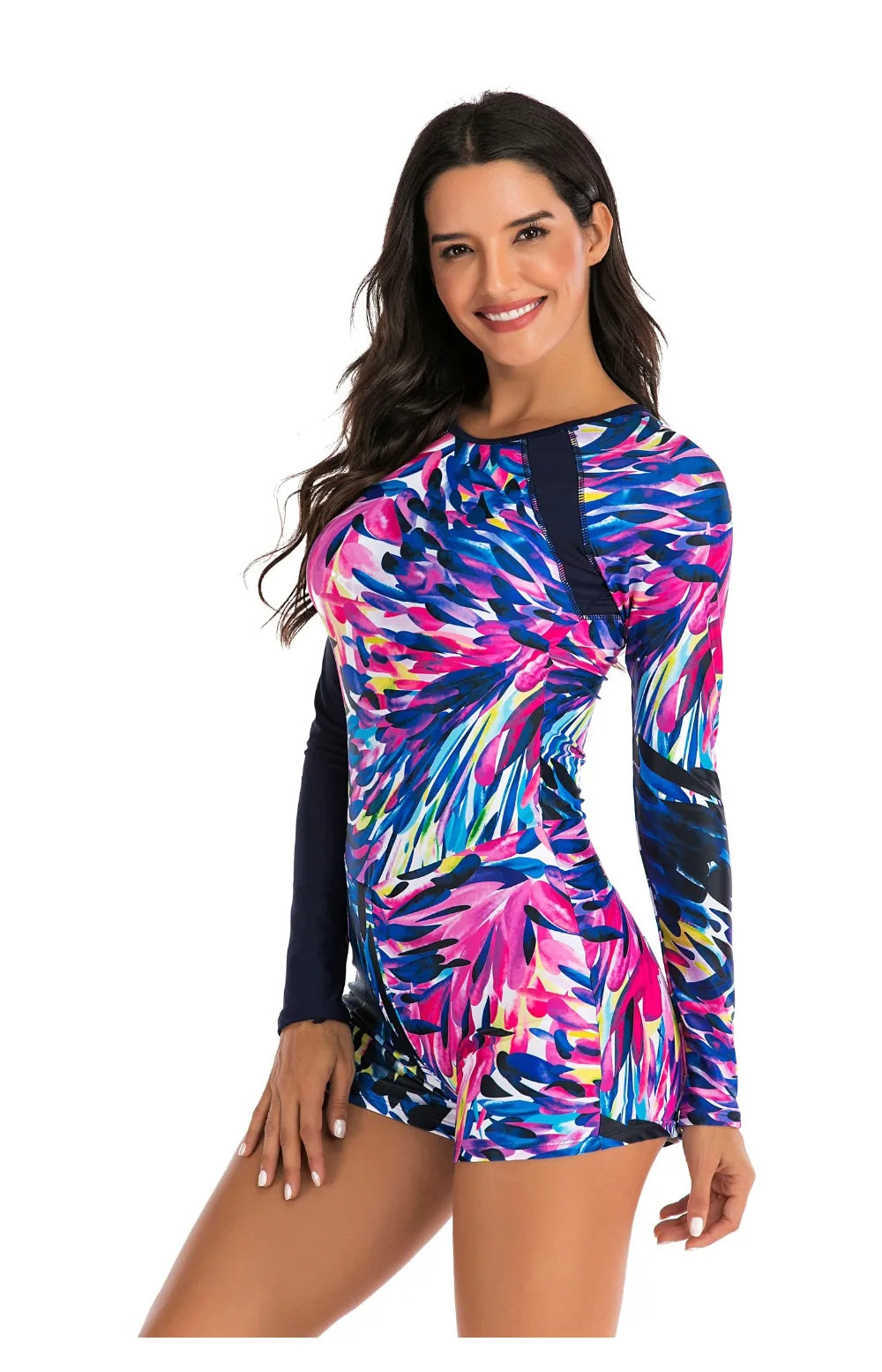 Female One-piece Wetsuit Long Sleeve Swimsuit Surfing Swimwear Women Jumpsuit Zip Front Swimsuit Diving Snorkeling Rash guard 2XL