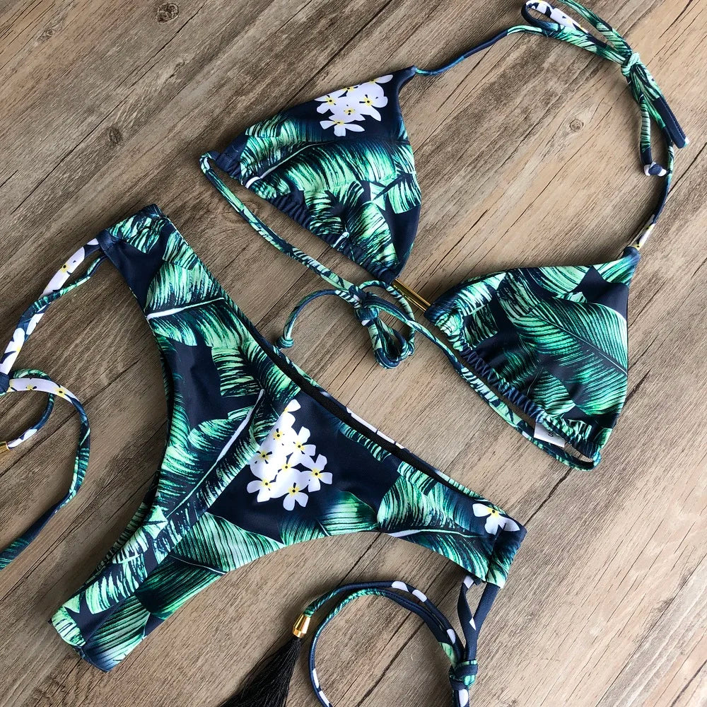 Bikinis Set Women Swimsuit Bandage Two-Piece Swimwear Brazilian Biquínis Beachwear Bathing Suit
