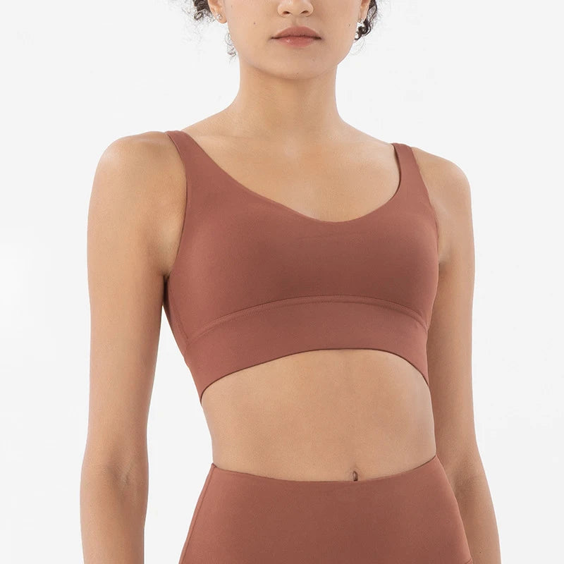 Nylon Bra Top Women Gym Tight Sports Bra Fitness Yoga Women's Underwear Chest Pad Removable Anti-shake Bra 15 Colors