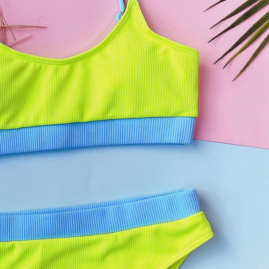 High Waisted Bikini Swimwear Woman Swimsuit Female Ribbed Brazilian Push Up Bikinis Set Bathing Suit Women Beach Wear