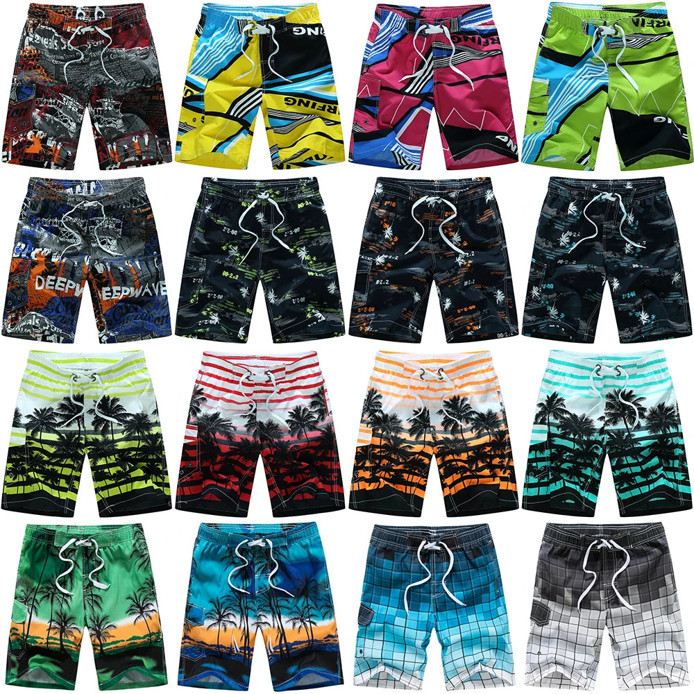 Summer Men Quick-drying Beachwear Plus Size Swimsuit Shorts Male Fashion Casual Loose Hawaii Printing Surf Board Shorts