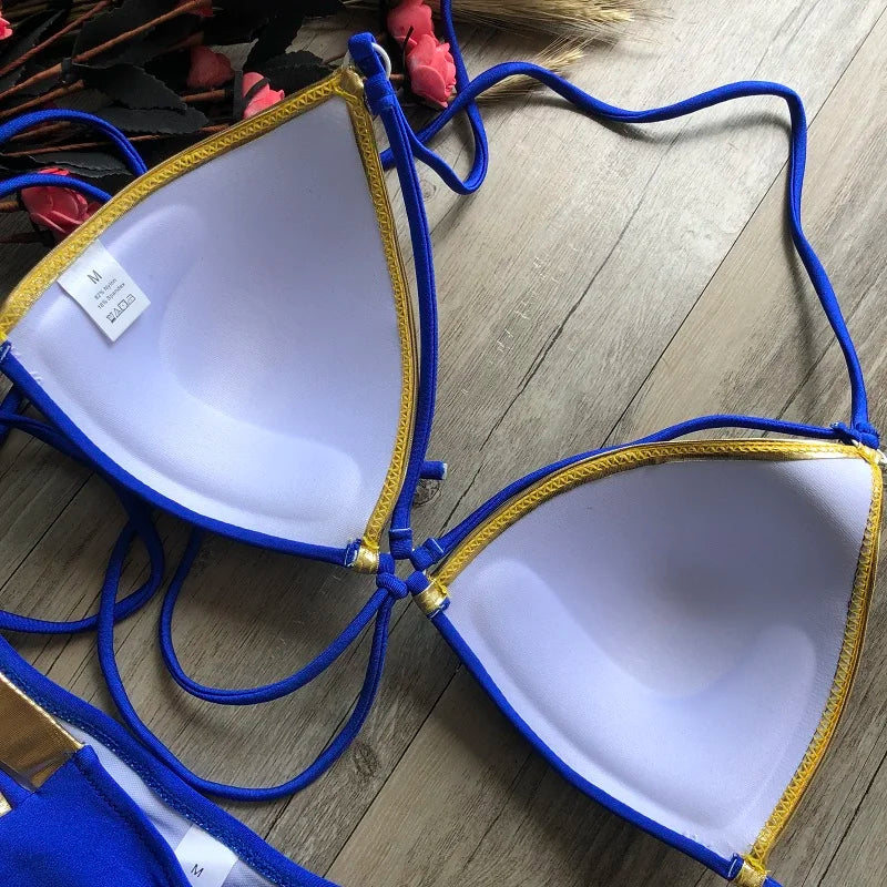 Gold Stamping Women Bikini Set Padded Women Swimsuit Push Up Bikini Swimwear Summer Beachwear Brazil Bathing Suit