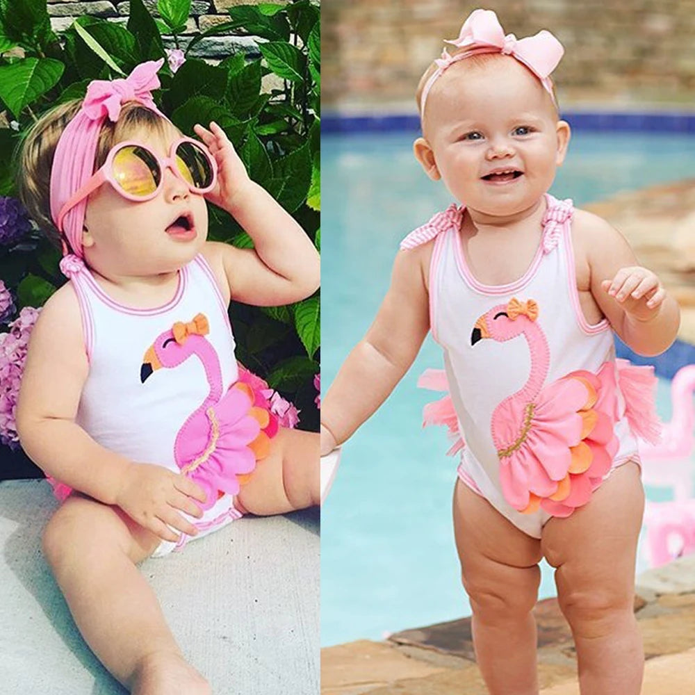 New Newborn Toddler Infant Baby Girl 3D Flamingo Romper Jumpsuit Outfits Lace Tutu Dress Clothes Sleeveless Sunsuit