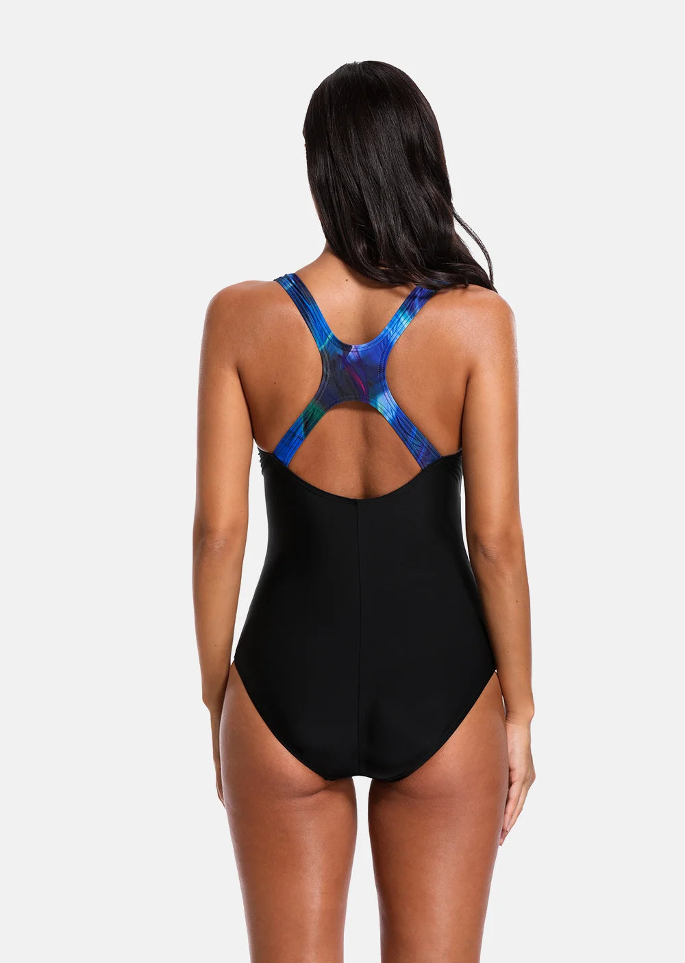 Attraco One Piece Women Sports Swimwear Sports Swimsuit Colorblock Monokini Beach Bathing Suit Bikini Monokini Backless