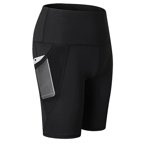 Gym Shorts Women High Waist Compression Quick Dry Yoga Shorts Fitness Running Push Up Shorts Pockets Design