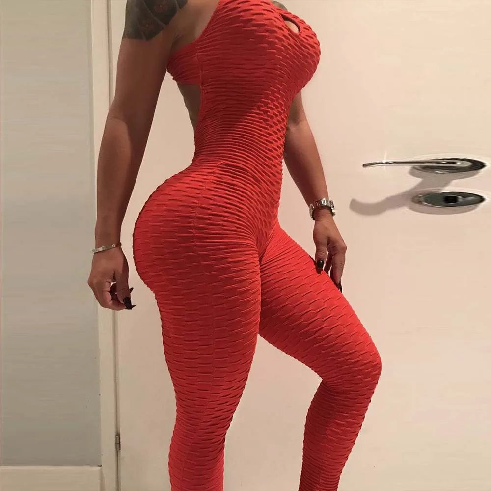 White, Black Color Folding Push Up Fitness Rompers Womens Jumpsuit Backless Halter Across Playsuit Bodysuit