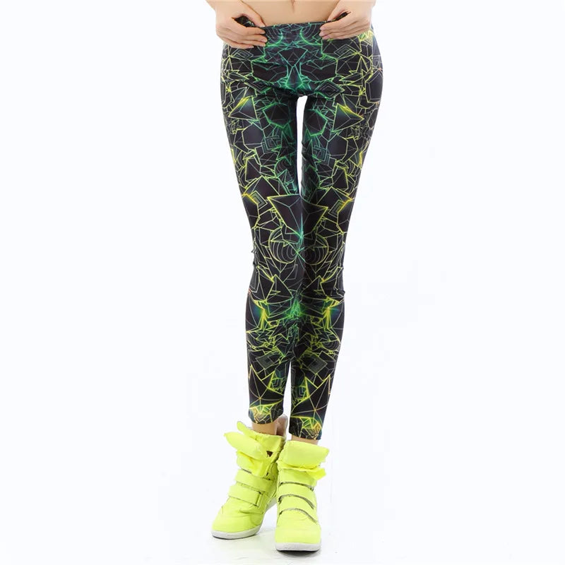 NADANBAO Fashion Women leggings 3D Printed color Leggings Ray fluorescence leggings pant legging for Woman