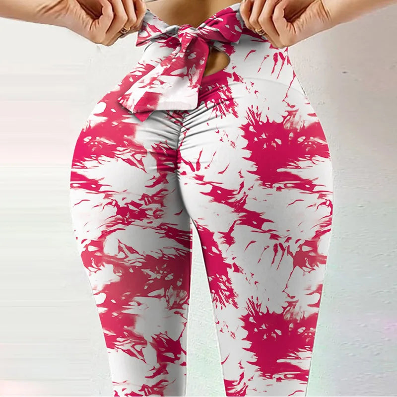 Butterfly Print Leggings Cute Bow High Waist Fitness Pants Hip Lift Workout Leggins Leopard Push Up Leggin