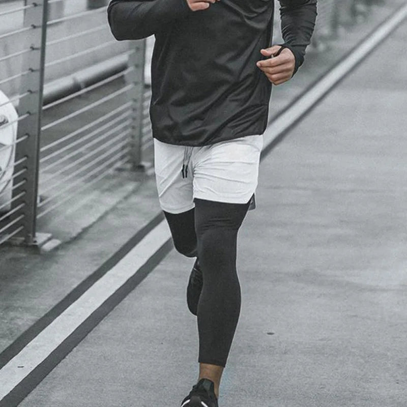 Men’s 2 In 1 Running Pants Jogging Quick Drying Training Sport Pants Double Layer Sweatpants Beach Board Gym Fitness Pant