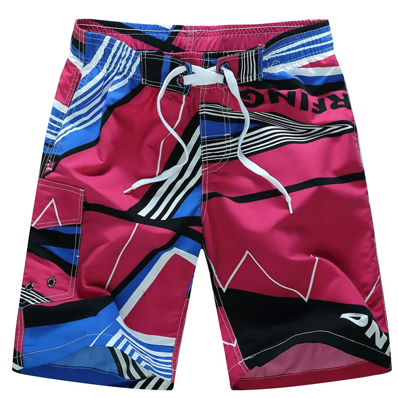 Summer Men Quick-drying Beachwear Plus Size Swimsuit Shorts Male Fashion Casual Loose Hawaii Printing Surf Board Shorts