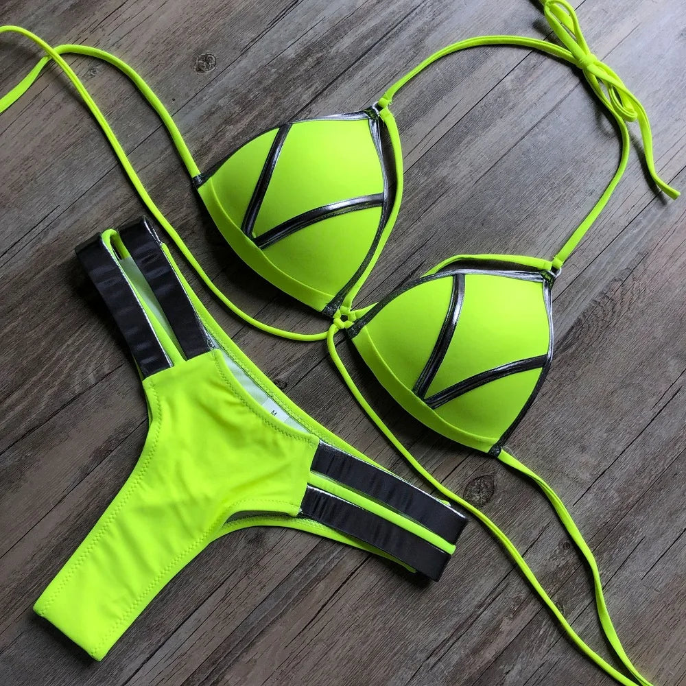 Gold Stamping Women Bikini Set Padded Women Swimsuit Push Up Bikini Swimwear Summer Beachwear Brazil Bathing Suit
