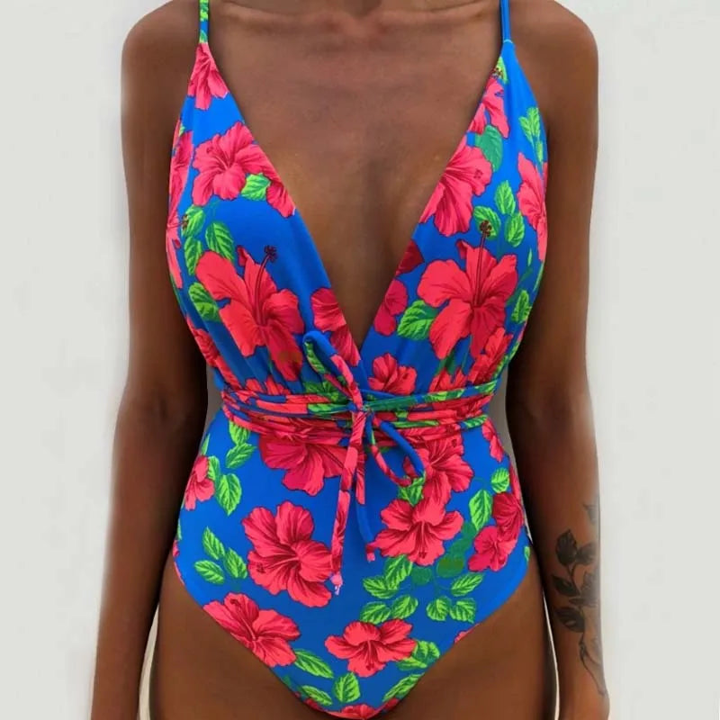 9 Color Options Print One Piece Swimwear Women Beach Monokini Swimsuit Trikini