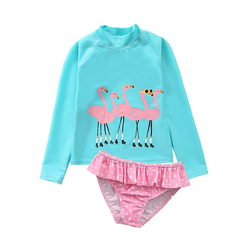 Swimsuit for Girls Unicorn Rash Guards Two Pieces Long Sleeve Children Swimwear Beach Wear Kids Toddler Baby Girl Bathing Suit