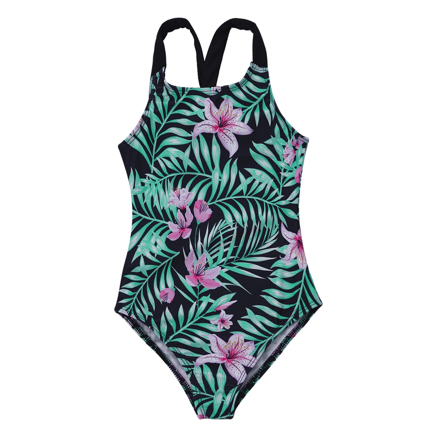 4-16 Years Girls Swimsuit Summer Brazilian Beach Swimming Suits Wear Shoulder Straps One-Piece Swimsuits for Kids Girls Swimwear