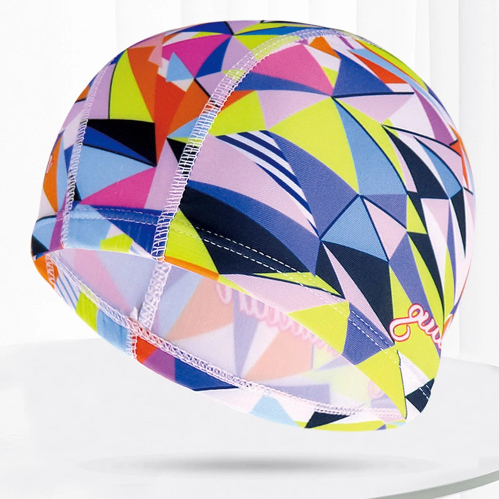 Men Women Fabric Swimming Caps Multi Colors Patterns Printed Swim Pool Water Sports Bathing Hat Elastic Nylon Swim Cap for Adults
