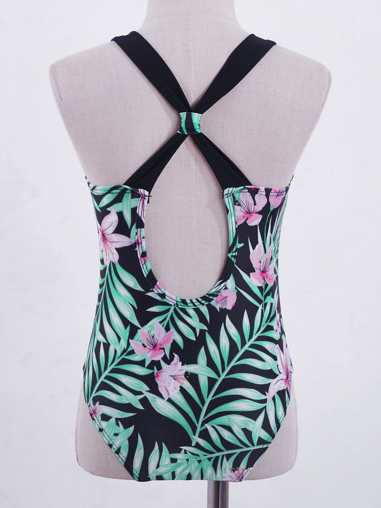 4-16 Years Girls Swimsuit Summer Brazilian Beach Swimming Suits Wear Shoulder Straps One-Piece Swimsuits for Kids Girls Swimwear