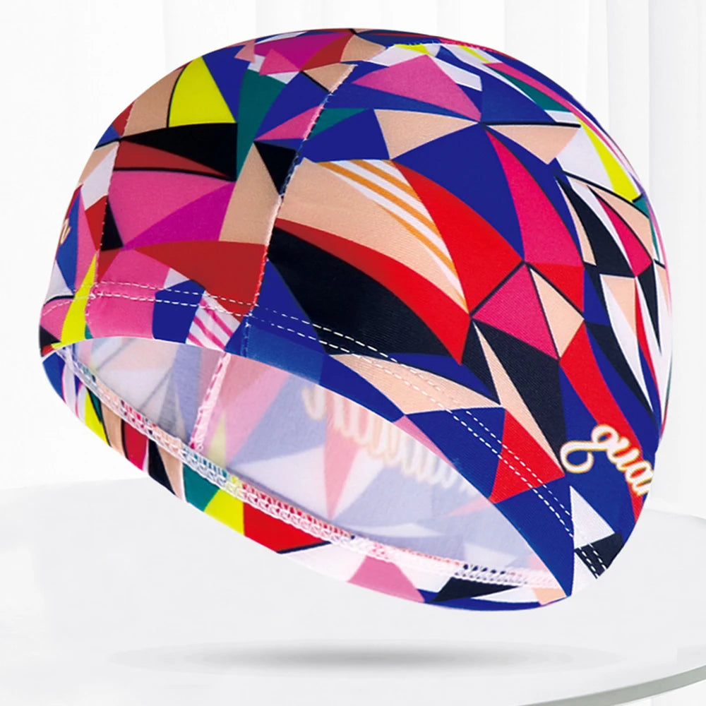 Men Women Fabric Swimming Caps Multi Colors Patterns Printed Swim Pool Water Sports Bathing Hat Elastic Nylon Swim Cap for Adults