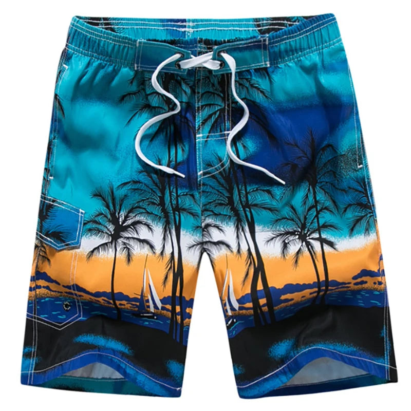 Summer Men Quick-drying Beachwear Plus Size Swimsuit Shorts Male Fashion Casual Loose Hawaii Printing Surf Board Shorts