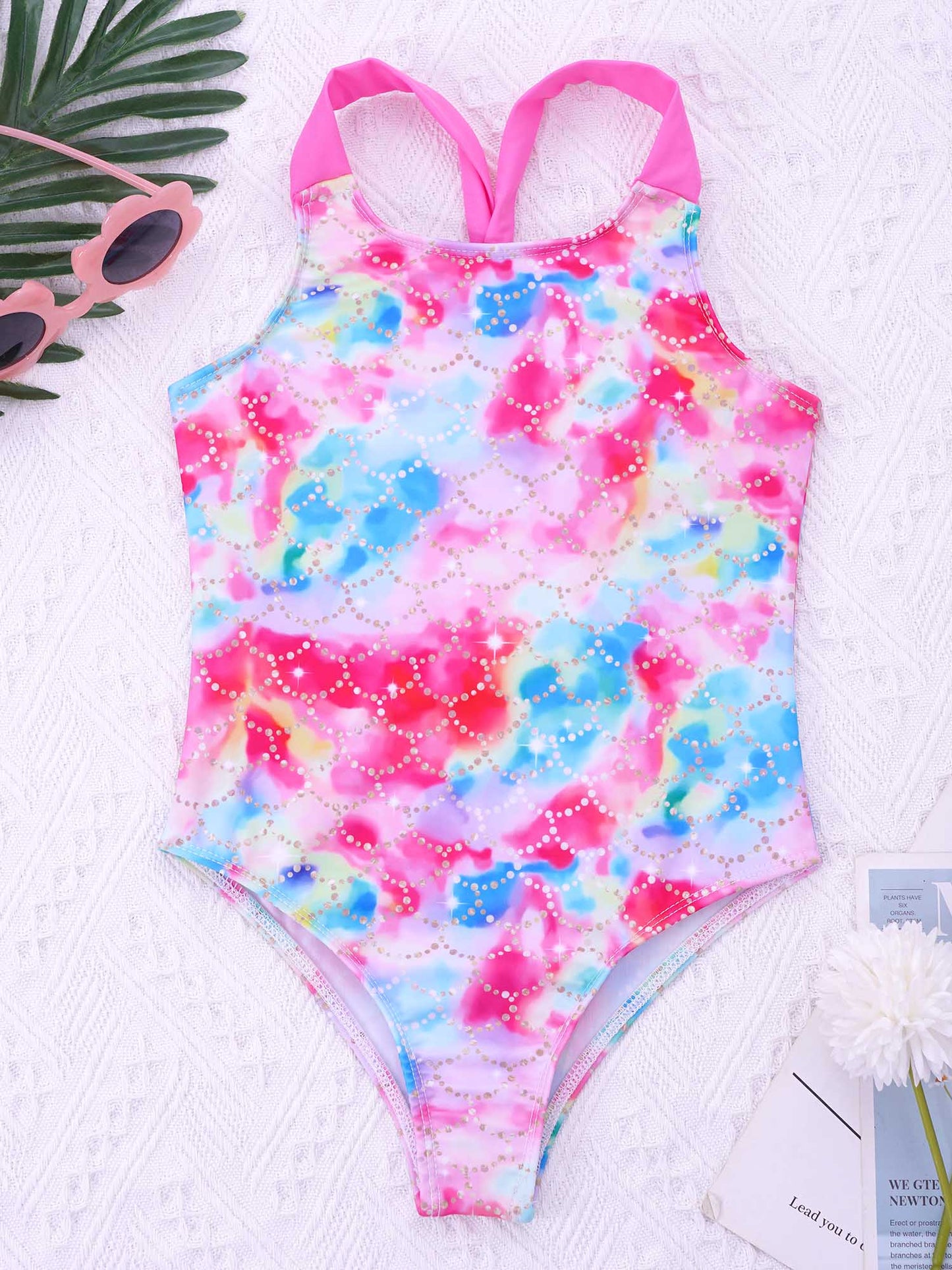 4-16 Years Girls Swimsuit Summer Brazilian Beach Swimming Suits Wear Shoulder Straps One-Piece Swimsuits for Kids Girls Swimwear