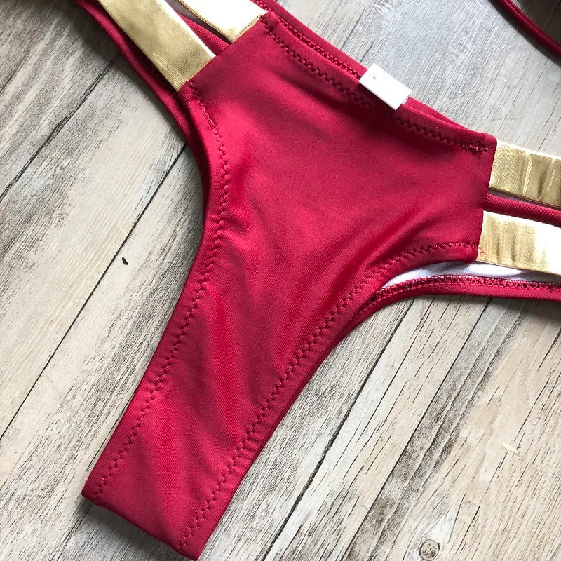 Gold Stamping Women Bikini Set Padded Women Swimsuit Push Up Bikini Swimwear Summer Beachwear Brazil Bathing Suit