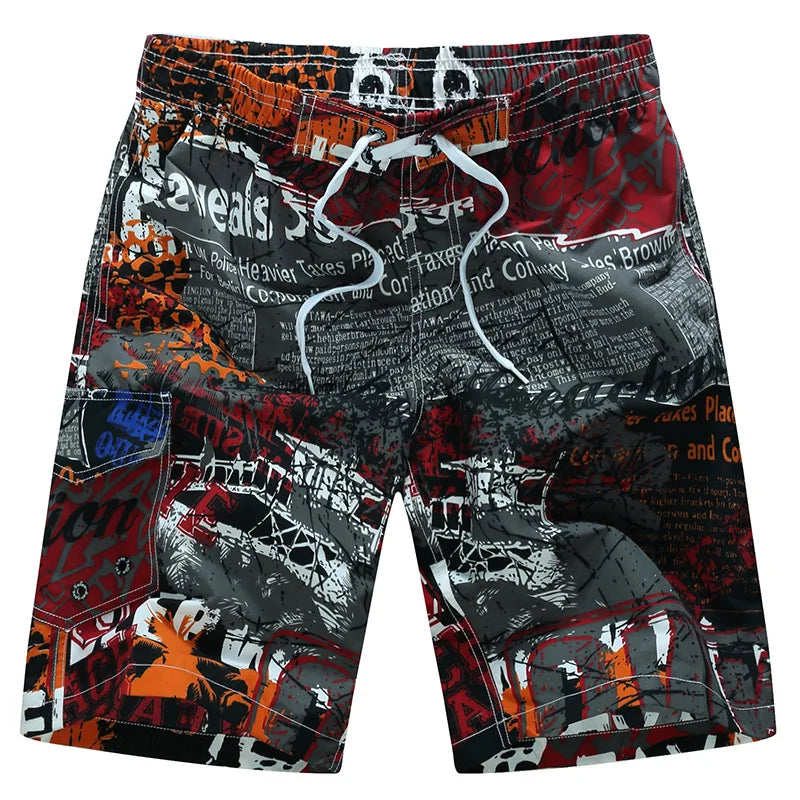 Summer Men Quick-drying Beachwear Plus Size Swimsuit Shorts Male Fashion Casual Loose Hawaii Printing Surf Board Shorts
