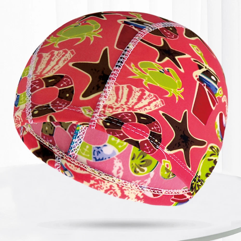 Men Women Fabric Swimming Caps Multi Colors Patterns Printed Swim Pool Water Sports Bathing Hat Elastic Nylon Swim Cap for Adults
