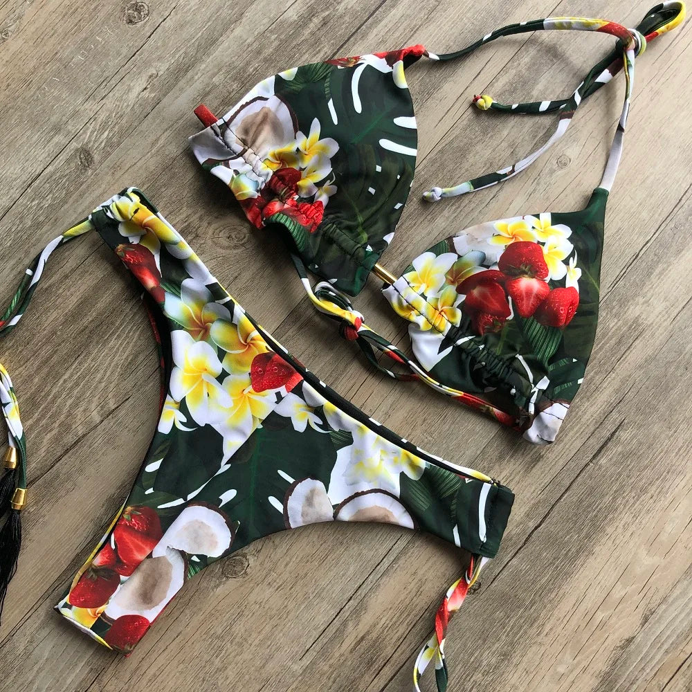 Bikinis Set Women Swimsuit Bandage Two-Piece Swimwear Brazilian Biquínis Beachwear Bathing Suit