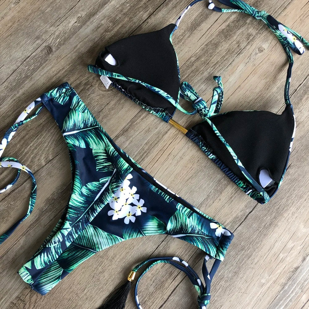 Bikinis Set Women Swimsuit Bandage Two-Piece Swimwear Brazilian Biquínis Beachwear Bathing Suit
