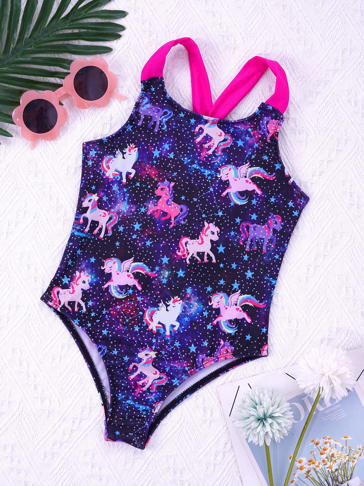 4-16 Years Girls Swimsuit Summer Brazilian Beach Swimming Suits Wear Shoulder Straps One-Piece Swimsuits for Kids Girls Swimwear